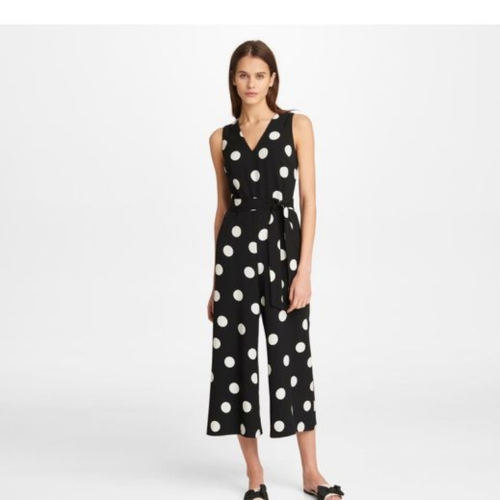 Karl Lagerfeld Paris Polkadot Scuba Crepe Jumpsuit